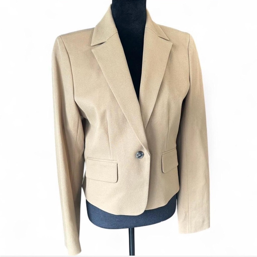Company Ellen Tracy Blazer Khaki Tan Career Jacket Tailored Office Size 6 $228 - Picture 2 of 8
